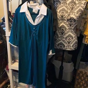Shirt dress size 2x teal and white